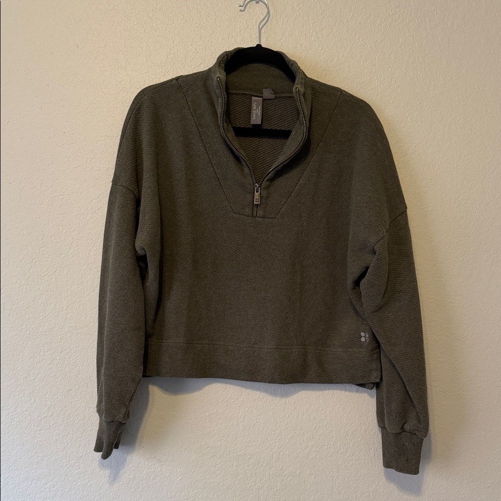 Sweaty Betty Olive Green Quarter-Zip Pullover